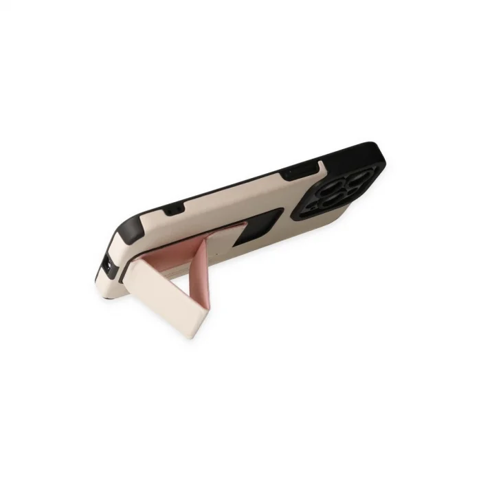 BUĞZ İphone 13 Pro Max Kılıf Mega Standlı Silikon - Gold