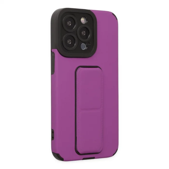 BUĞZ İphone 13 Pro Max Kılıf Mega Standlı Silikon - Mor