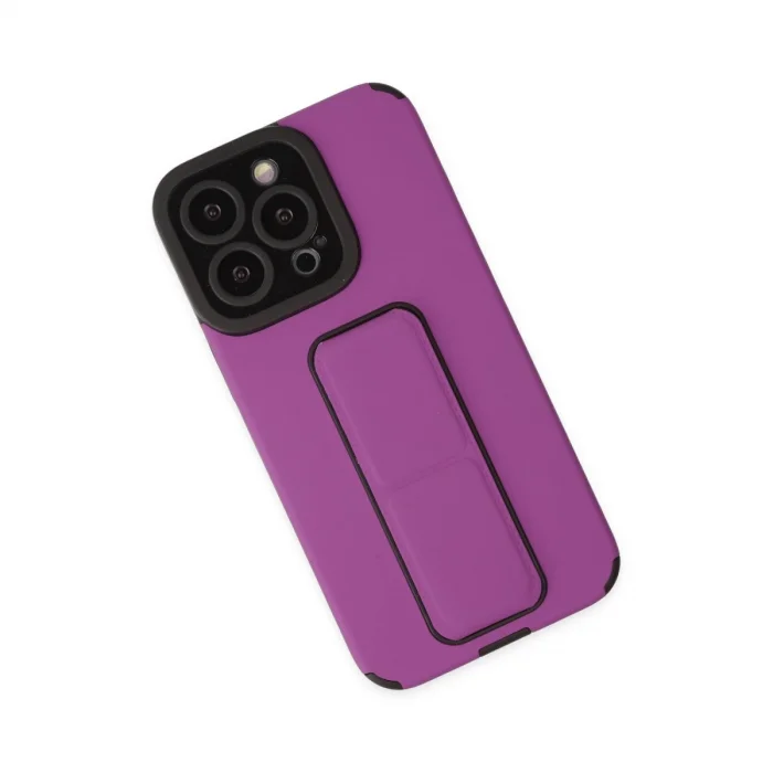 BUĞZ İphone 13 Pro Max Kılıf Mega Standlı Silikon - Mor