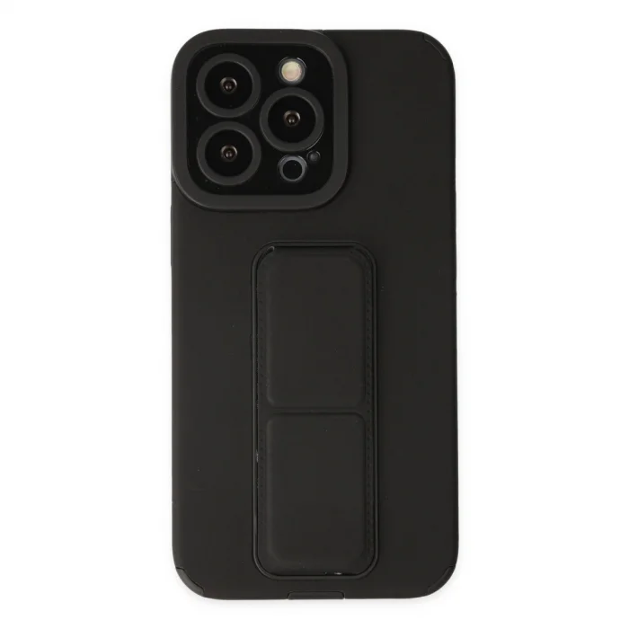 BUĞZ İphone 13 Pro Max Kılıf Mega Standlı Silikon - Siyah