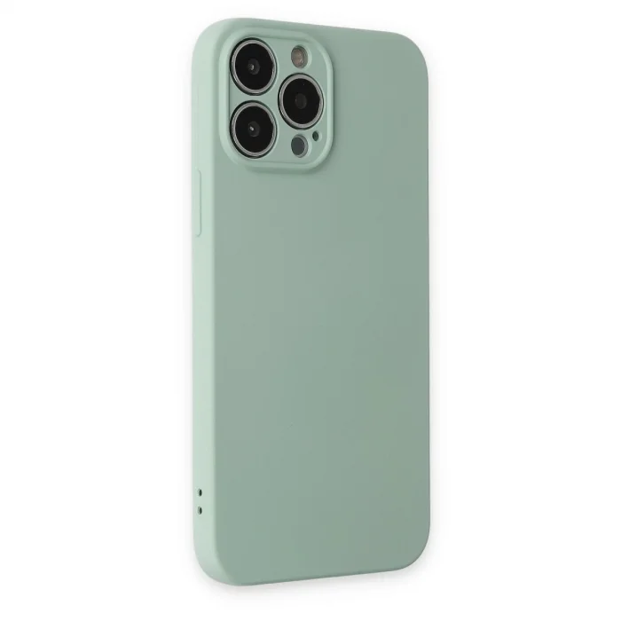 BUĞZ İphone 13 Pro Max Kılıf Nano İçi Kadife Silikon - Su Yeşili
