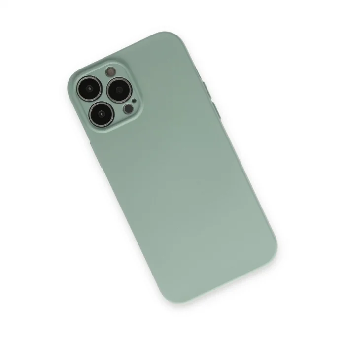 BUĞZ İphone 13 Pro Max Kılıf Nano İçi Kadife Silikon - Su Yeşili