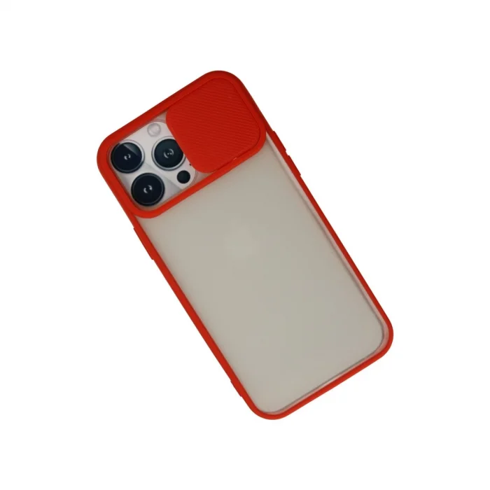 BUĞZ İphone 13 Pro Max Kılıf Palm Buzlu Kamera Sürgülü Silikon - Kırmızı