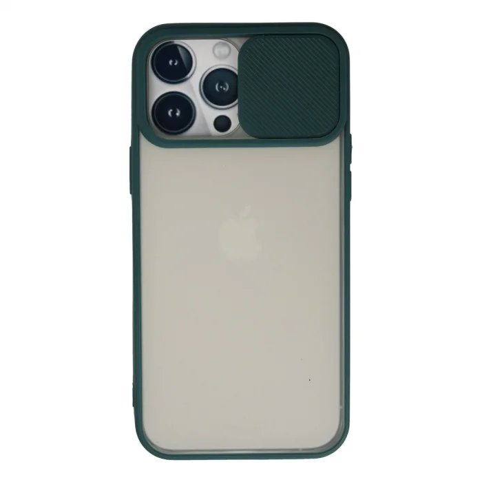 BUĞZ İphone 13 Pro Max Kılıf Palm Buzlu Kamera Sürgülü Silikon - Yeşil