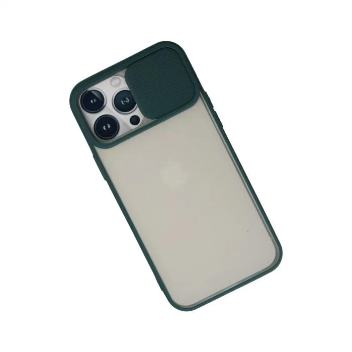 BUĞZ İphone 13 Pro Max Kılıf Palm Buzlu Kamera Sürgülü Silikon - Yeşil