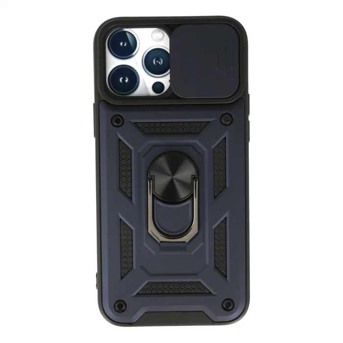 BUĞZ İphone 13 Pro Max Kılıf Pars Lens Yüzüklü Silikon - Lacivert