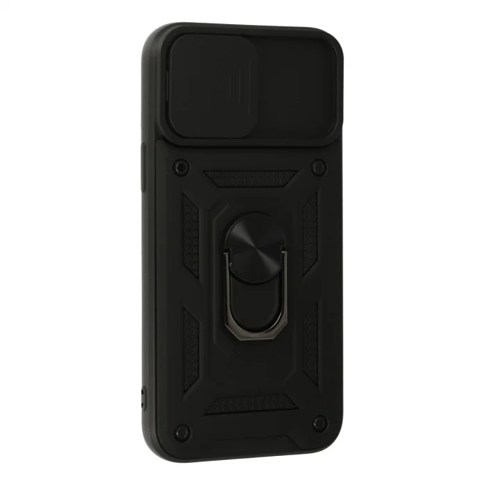 BUĞZ İphone 13 Pro Max Kılıf Pars Lens Yüzüklü Silikon - Siyah