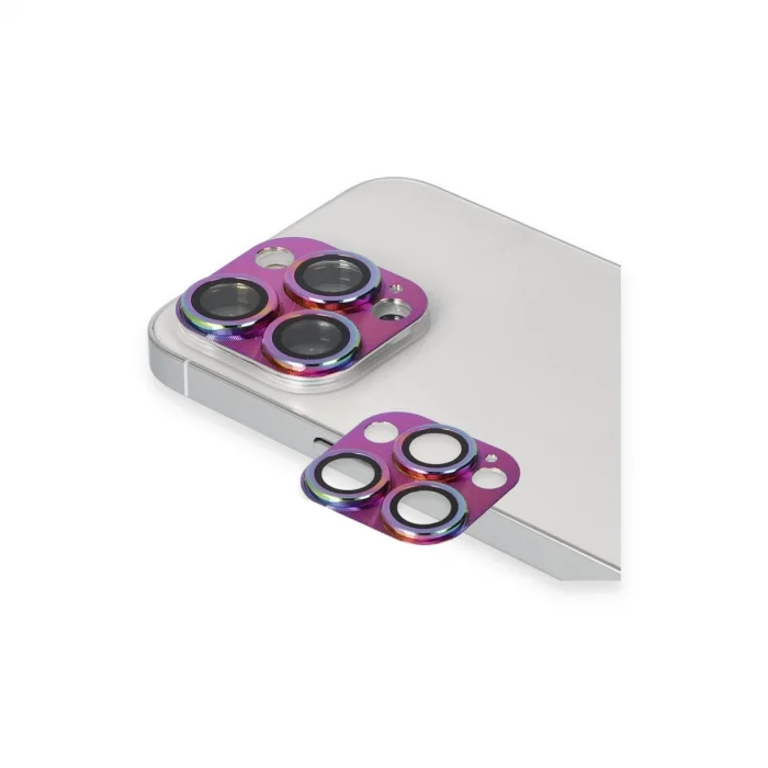 BUĞZ İphone 13 Pro Max Pers Alüminyum Kamera Lens - Rainbow