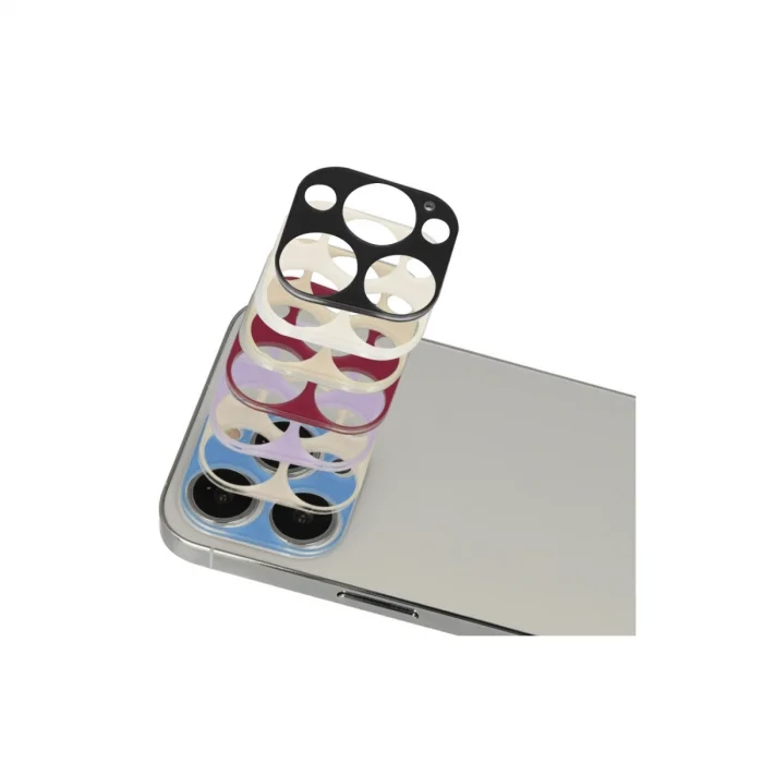 BUĞZ İphone 13 Pro Max Rainbow Kamera Lens Koruma Cam - Koyu Kırmızı