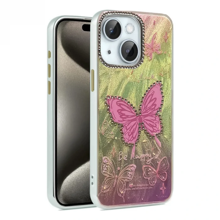 BUĞZ İphone 14 Kılıf Blade Aynalı Desenli Kapak - Desen 5