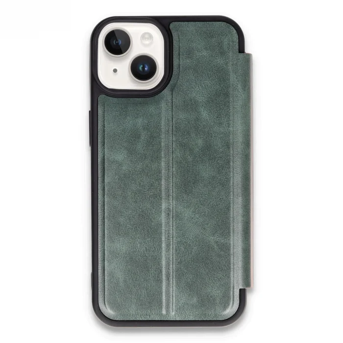 BUĞZ İphone 14 Kılıf Flip Cover - Koyu Yeşil
