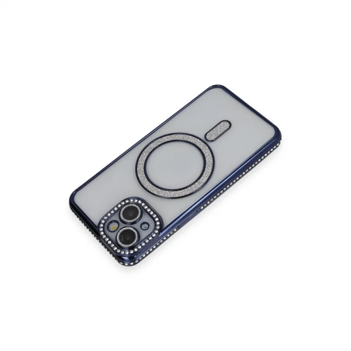 BUĞZ İphone 14 Kılıf Joke Simli Magneticsafe Kılıf - Lacivert