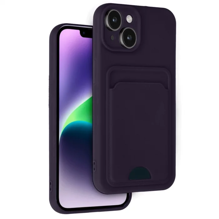 BUĞZ İphone 14 Kılıf Kelvin Kartvizitli Silikon - Derin Mor