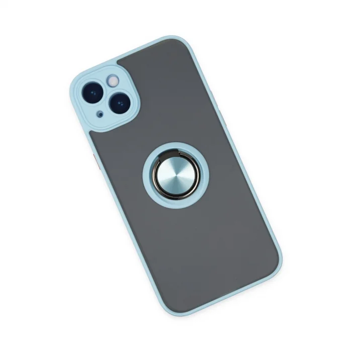 BUĞZ İphone 14 Kılıf Montreal Yüzüklü Silikon Kapak - Buz Mavi