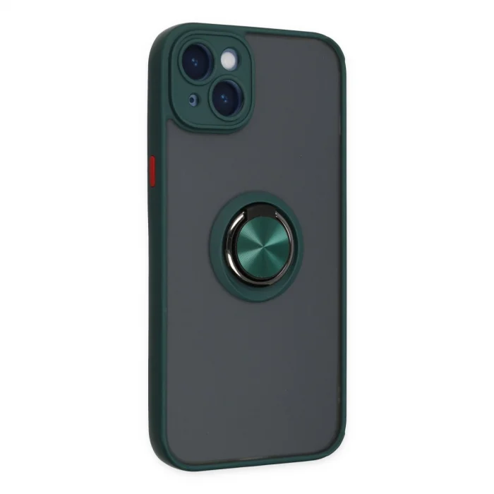 BUĞZ İphone 14 Kılıf Montreal Yüzüklü Silikon Kapak - Yeşil