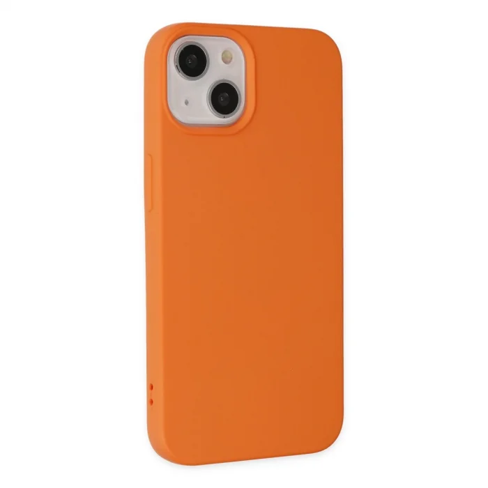 BUĞZ İphone 14 Kılıf Nano İçi Kadife Silikon - Turuncu