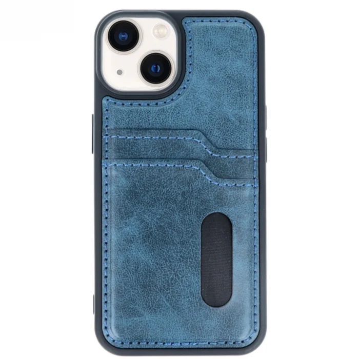 BUĞZ İphone 14 Kılıf Sara Kartvizitli Deri Kılıf - Lacivert