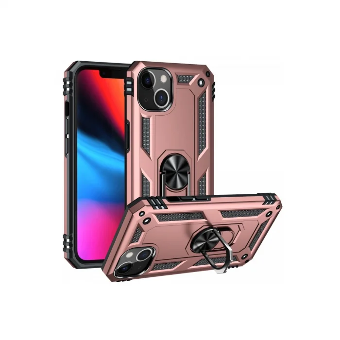 BUĞZ İphone 14 Kılıf Sofya Yüzüklü Silikon Kapak - Rose