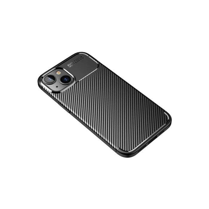 BUĞZ İphone 14 Plus Kılıf Auto Focus Karbon Kapak - Siyah