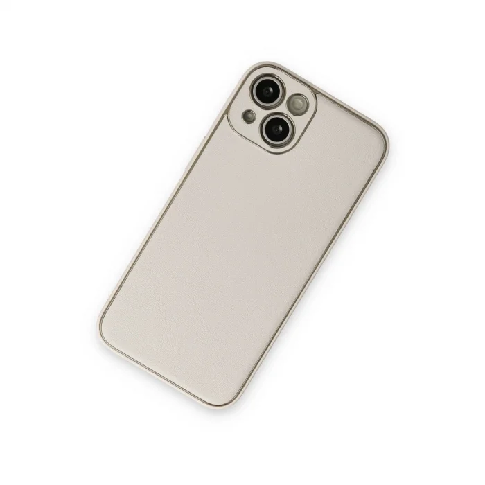 BUĞZ İphone 14 Plus Kılıf Coco Deri Silikon Kapak - Beyaz