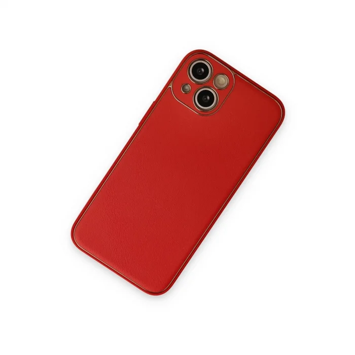 BUĞZ İphone 14 Plus Kılıf Coco Deri Silikon Kapak - Kırmızı