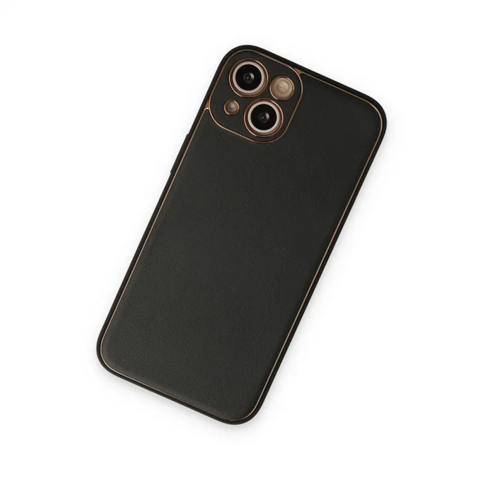 BUĞZ İphone 14 Plus Kılıf Coco Deri Silikon Kapak - Siyah