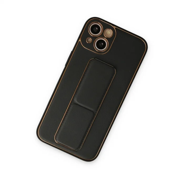 BUĞZ İphone 14 Plus Kılıf Coco Deri Standlı Kapak - Siyah