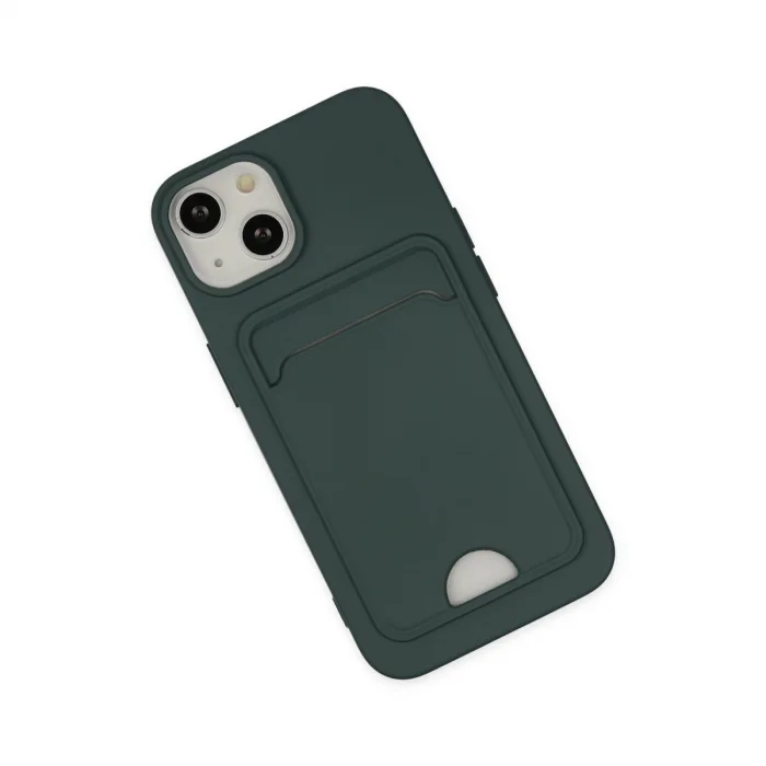 BUĞZ İphone 14 Plus Kılıf Kelvin Kartvizitli Silikon - Koyu Yeşil