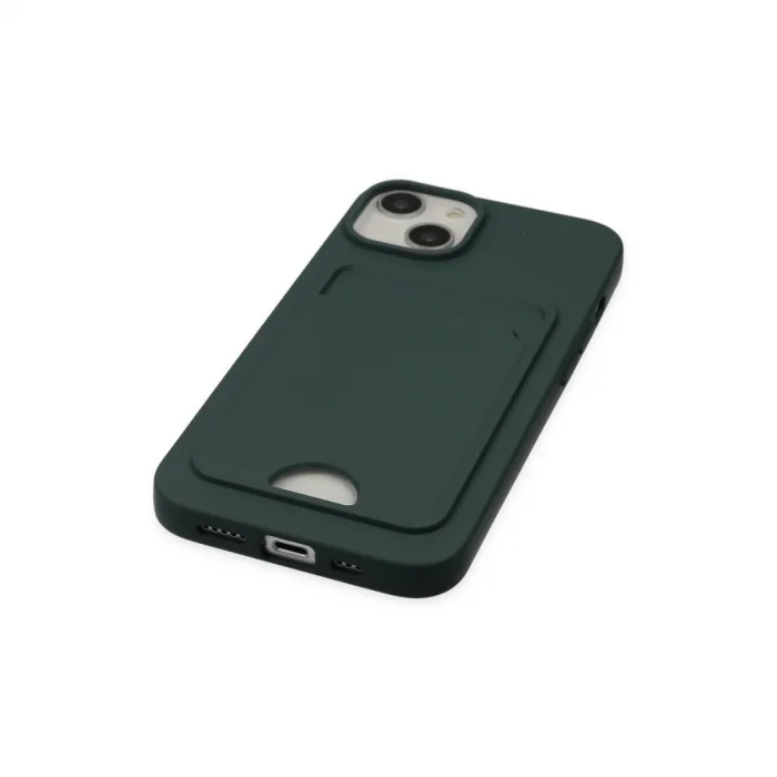 BUĞZ İphone 14 Plus Kılıf Kelvin Kartvizitli Silikon - Koyu Yeşil