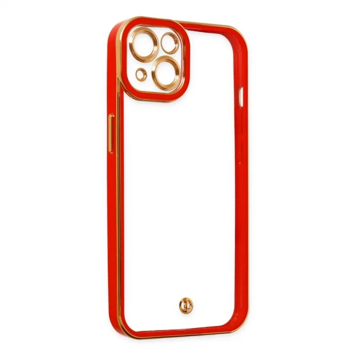 BUĞZ İphone 14 Plus Kılıf Liva Lens Silikon - Kırmızı