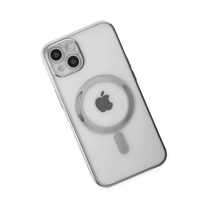 BUĞZ İphone 14 Plus Kılıf Magneticsafe Lazer Silikon - Gümüş