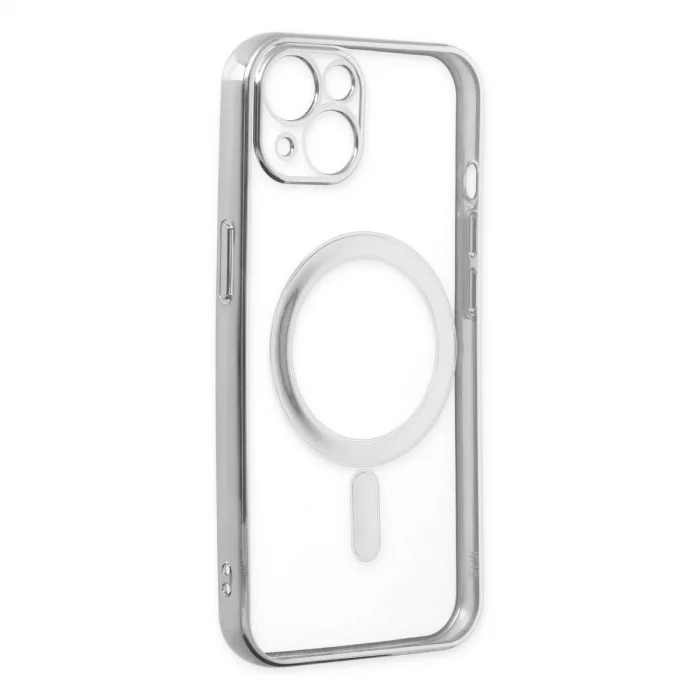 BUĞZ İphone 14 Plus Kılıf Magneticsafe Lazer Silikon - Gümüş