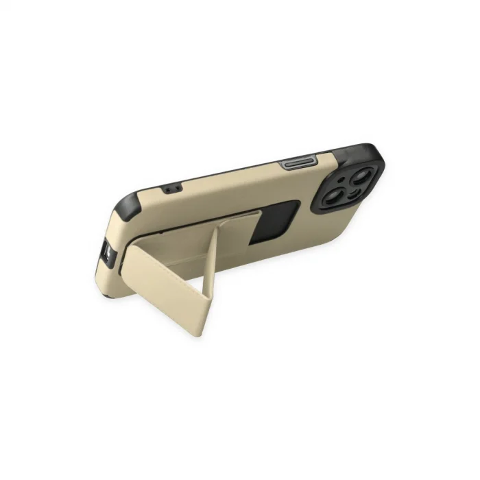 BUĞZ İphone 14 Plus Kılıf Mega Standlı Silikon - Gold