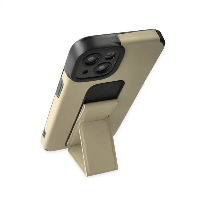 BUĞZ İphone 14 Plus Kılıf Mega Standlı Silikon - Gold