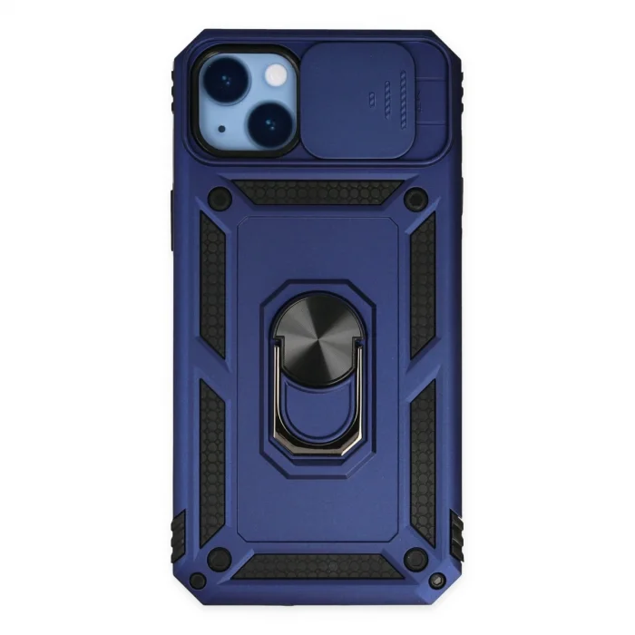BUĞZ İphone 14 Plus Kılıf Pars Lens Yüzüklü Silikon - Lacivert