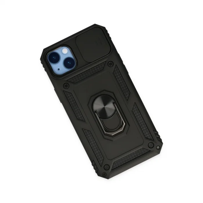 BUĞZ İphone 14 Plus Kılıf Pars Lens Yüzüklü Silikon - Siyah