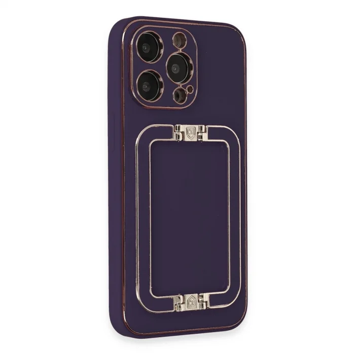 BUĞZ İphone 14 Pro Kılıf Coco Elit Kapak - Derin Mor