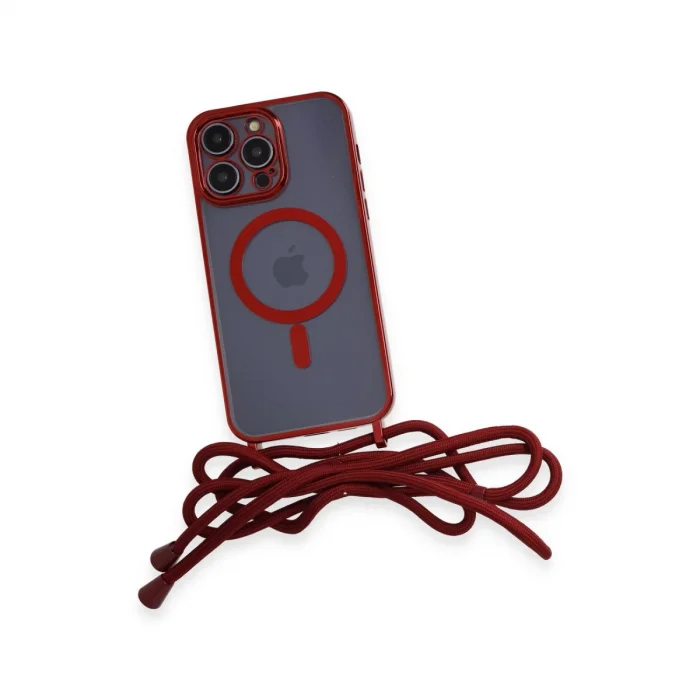 BUĞZ İphone 14 Pro Kılıf Divo Lazer Askılı Magsafe Kapak - Kırmızı