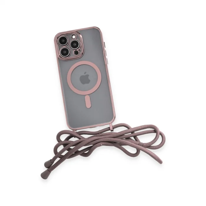 BUĞZ İphone 14 Pro Kılıf Divo Lazer Askılı Magsafe Kapak - Pembe