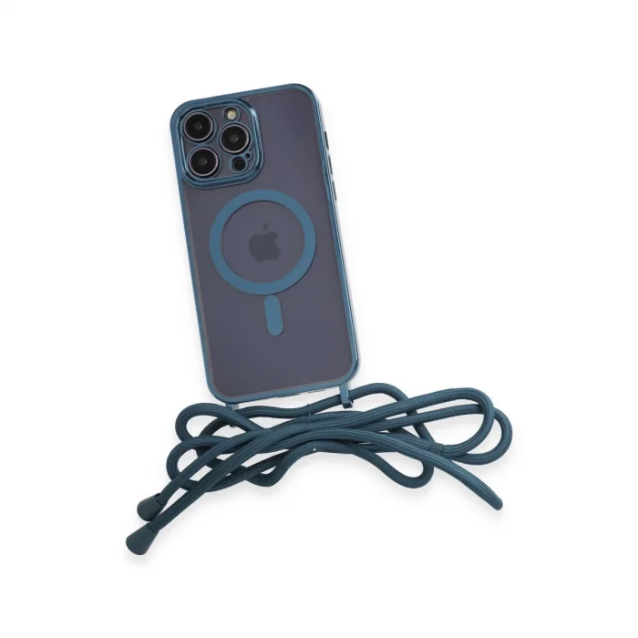BUĞZ İphone 14 Pro Kılıf Divo Lazer Askılı Magsafe Kapak - Sierra Blue