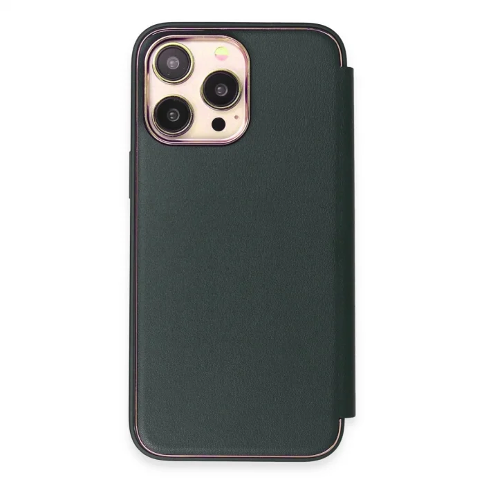 BUĞZ İphone 14 Pro Kılıf Dolpin Kapaklı - Koyu Yeşil