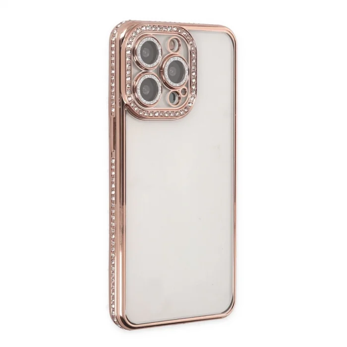 BUĞZ İphone 14 Pro Kılıf Joke Taşlı Silikon - Pembe