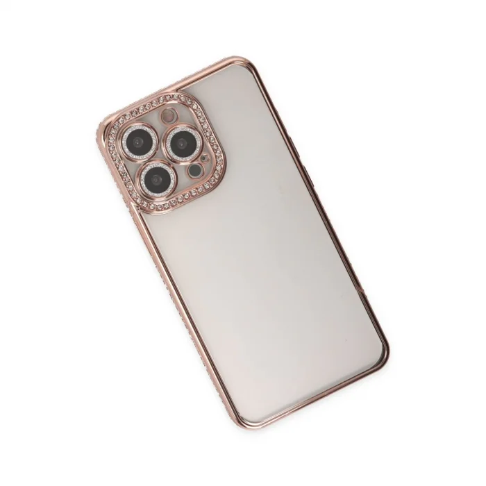 BUĞZ İphone 14 Pro Kılıf Joke Taşlı Silikon - Pembe