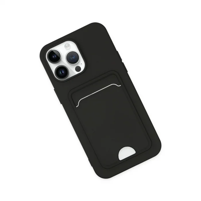 BUĞZ İphone 14 Pro Kılıf Kelvin Kartvizitli Silikon - Siyah
