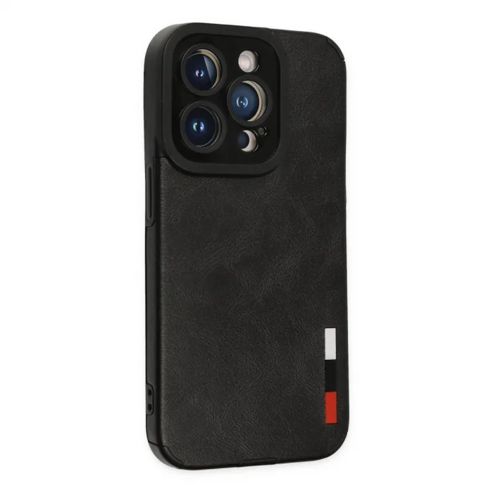 BUĞZ İphone 14 Pro Kılıf Loop Deri Silikon - Siyah