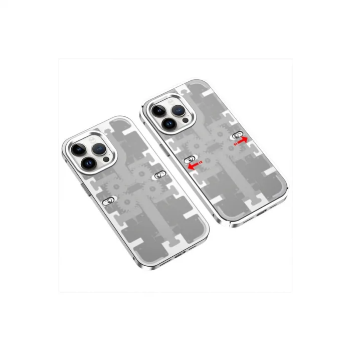 BUĞZ İphone 14 Pro Kılıf Mekanik Bumper Kapak - Gümüş