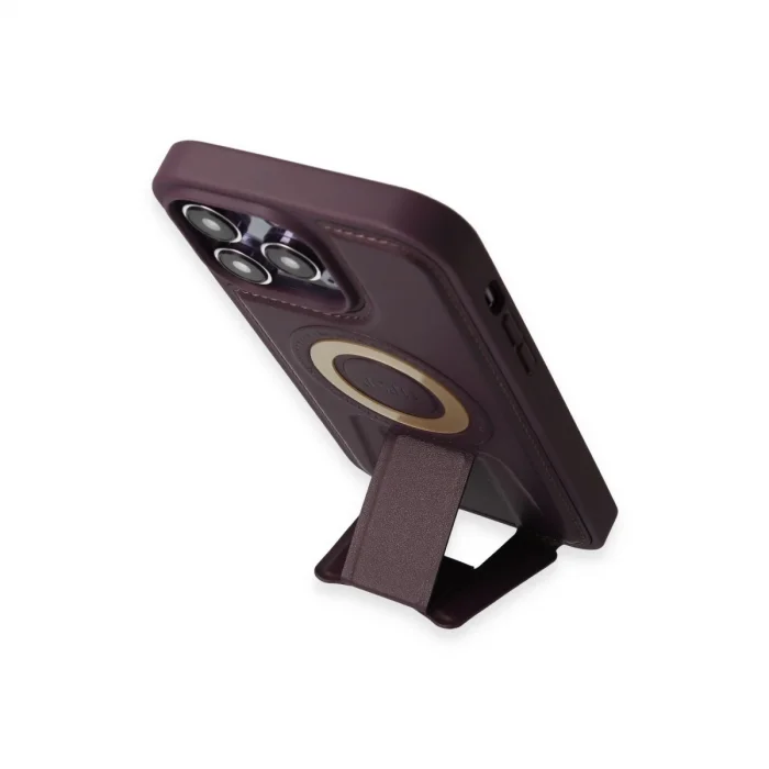 BUĞZ İphone 14 Pro Kılıf Merkür Magneticsafe Standlı Kapak - Derin Mor