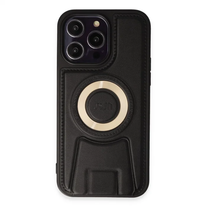 BUĞZ İphone 14 Pro Kılıf Merkür Magneticsafe Standlı Kapak - Siyah