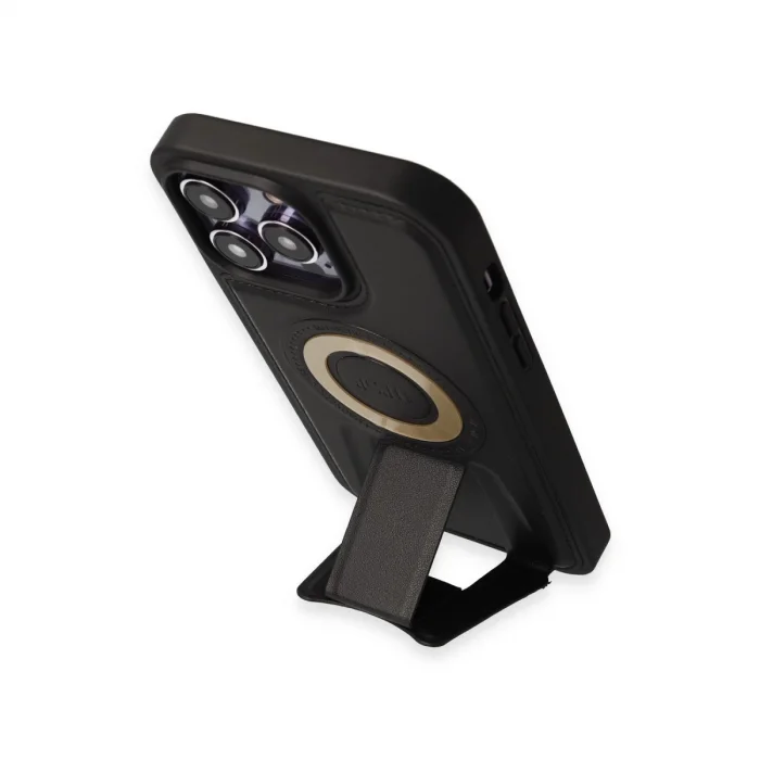 BUĞZ İphone 14 Pro Kılıf Merkür Magneticsafe Standlı Kapak - Siyah