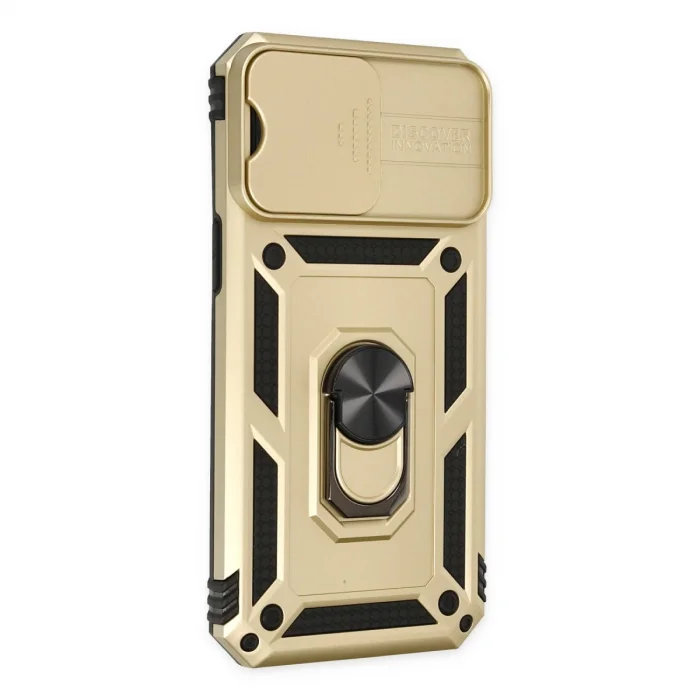 BUĞZ İphone 14 Pro Kılıf Pars Lens Yüzüklü Silikon - Gold